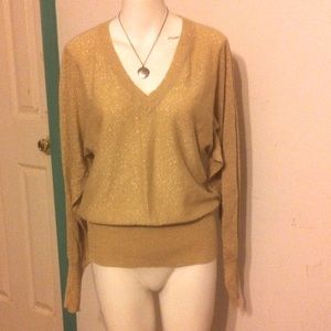 Gold shimmer sweater Beautiful size L/XL Like New
